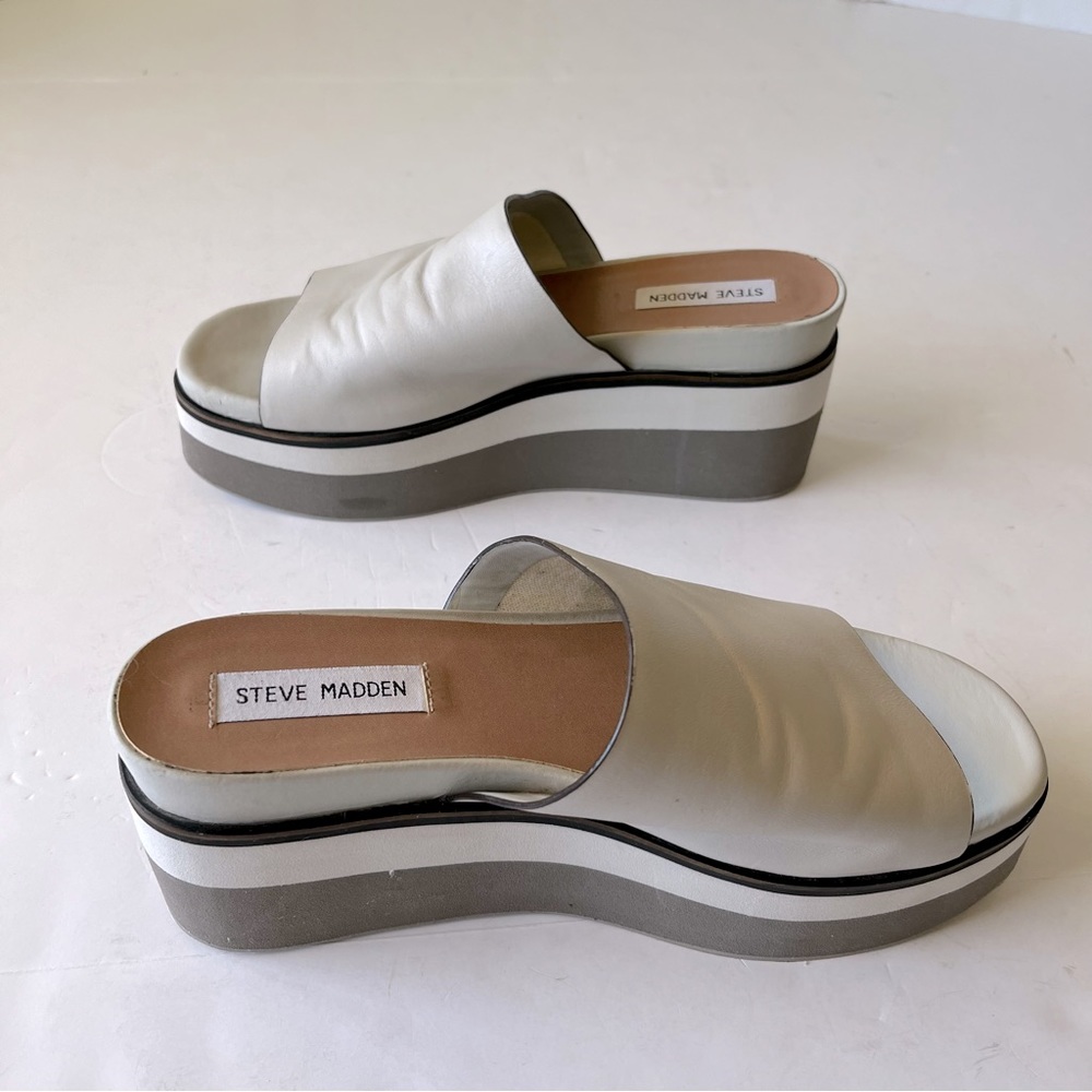 Steve Madden Leather Platform Slides Size 9 - image 5
